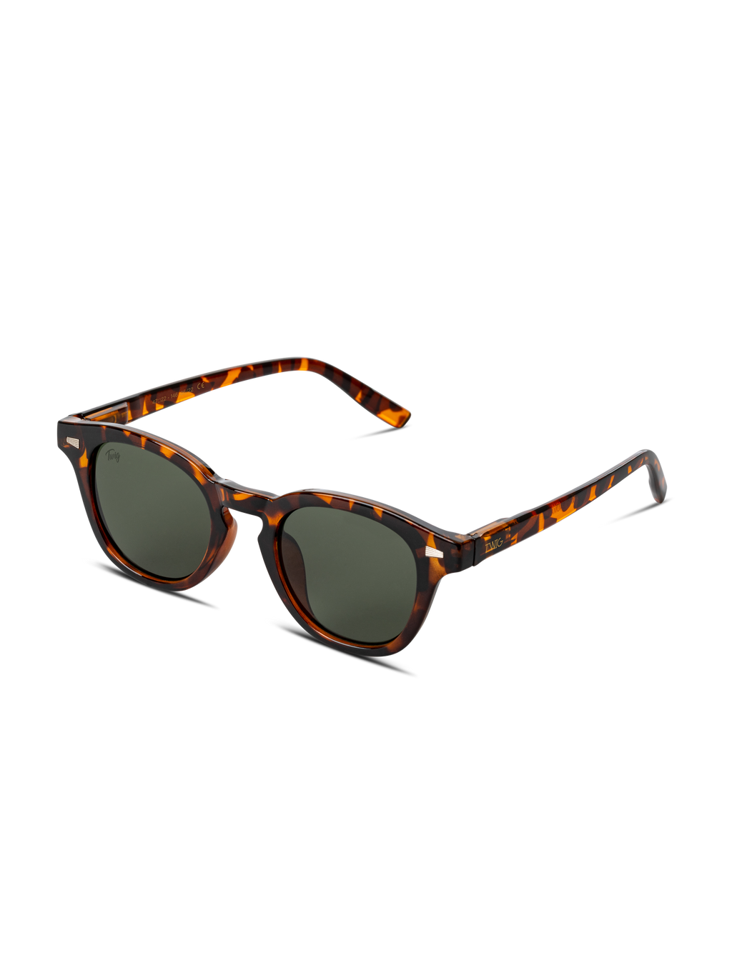 Occhiali da sole Bauman di TWIG Concept Milano: occhiali da sole tartarugati con lenti scure rotonde, finitura lucida e protezione UV 400, su sfondo bianco.