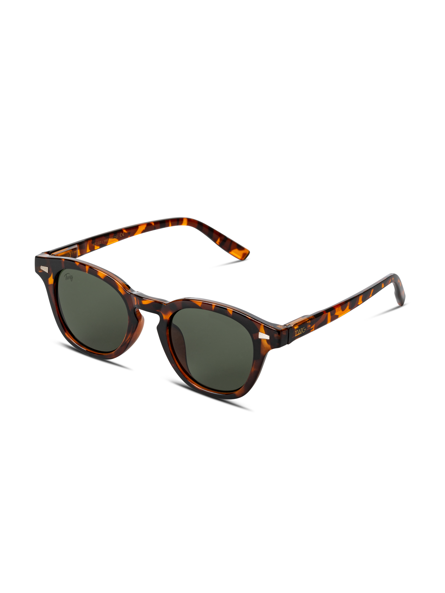 Occhiali da sole Bauman di TWIG Concept Milano: occhiali da sole tartarugati con lenti scure rotonde, finitura lucida e protezione UV 400, su sfondo bianco.