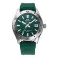 L'Orient Mako 40 Automatico RA-AC0Q11E30B orologio uomo di Orient è dotato di quadrante verde, indici e lancette argentate, data a ore 3, lunetta in metallo, cinturino in caucciù verde ed è impermeabile fino a 20 bar.