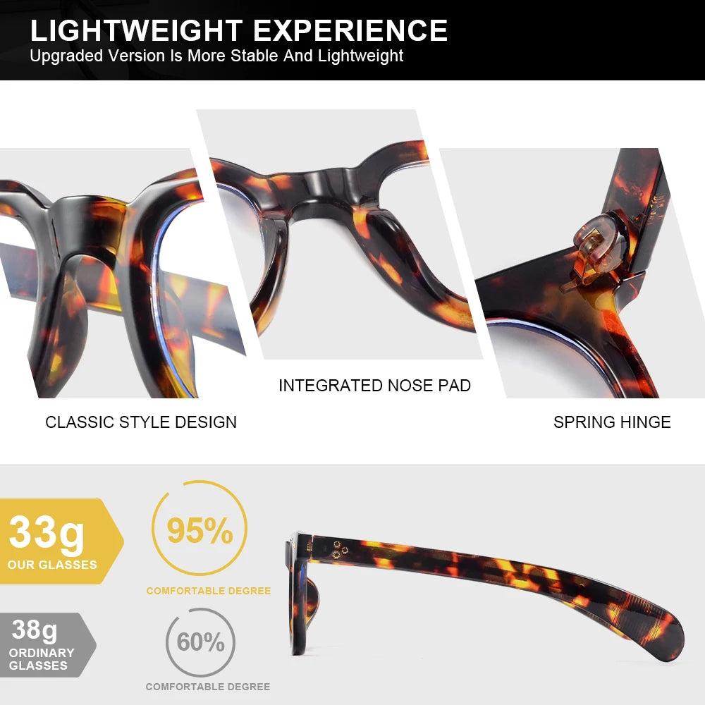 Una promo PACOSHOP24.COM mette in vetrina Occhiali anti luce blu Unisex wayfarer retrò vintage: montatura tartarugata, design classico, nasello integrato, cerniera a molla. Grafico: 33g e 95% di comfort vs. occhiali normali da 38g con 60% di comfort.