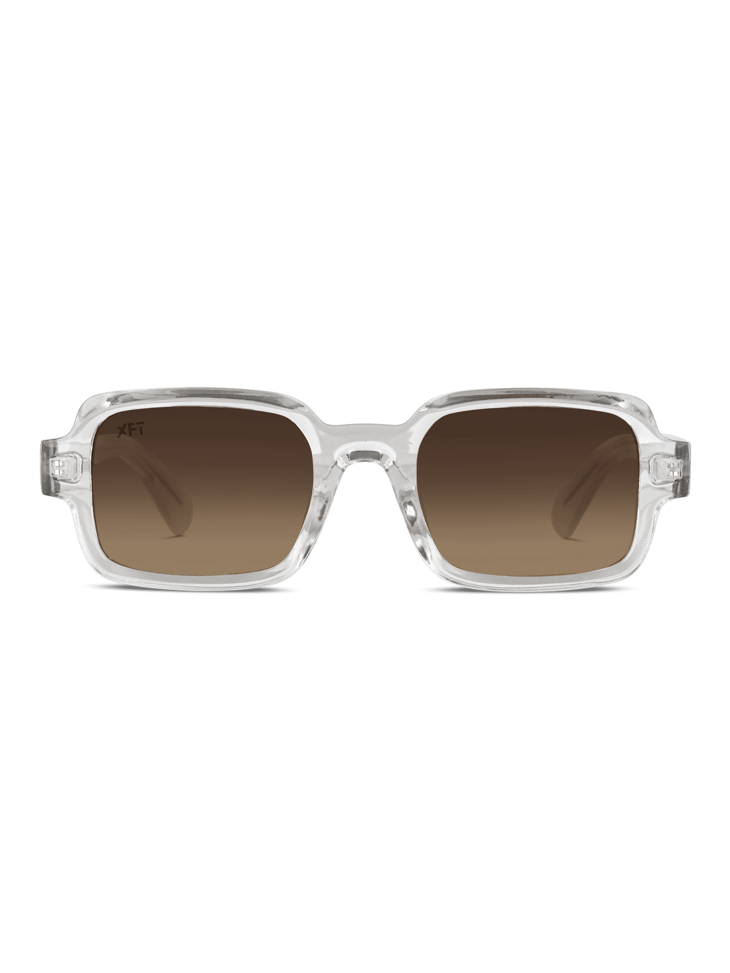 Neocraft occhiali X Frame Therapy da sole unisex con montatura rettangolare trasparente e lenti marroni sfumate UV400, mostrate frontalmente su sfondo bianco.